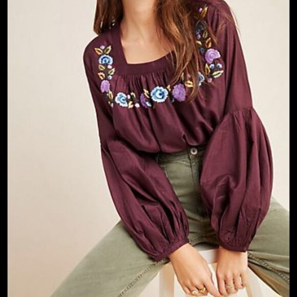New Anthropologie Samant Chauhan Embroidered Blous - Picture 1 of 5
